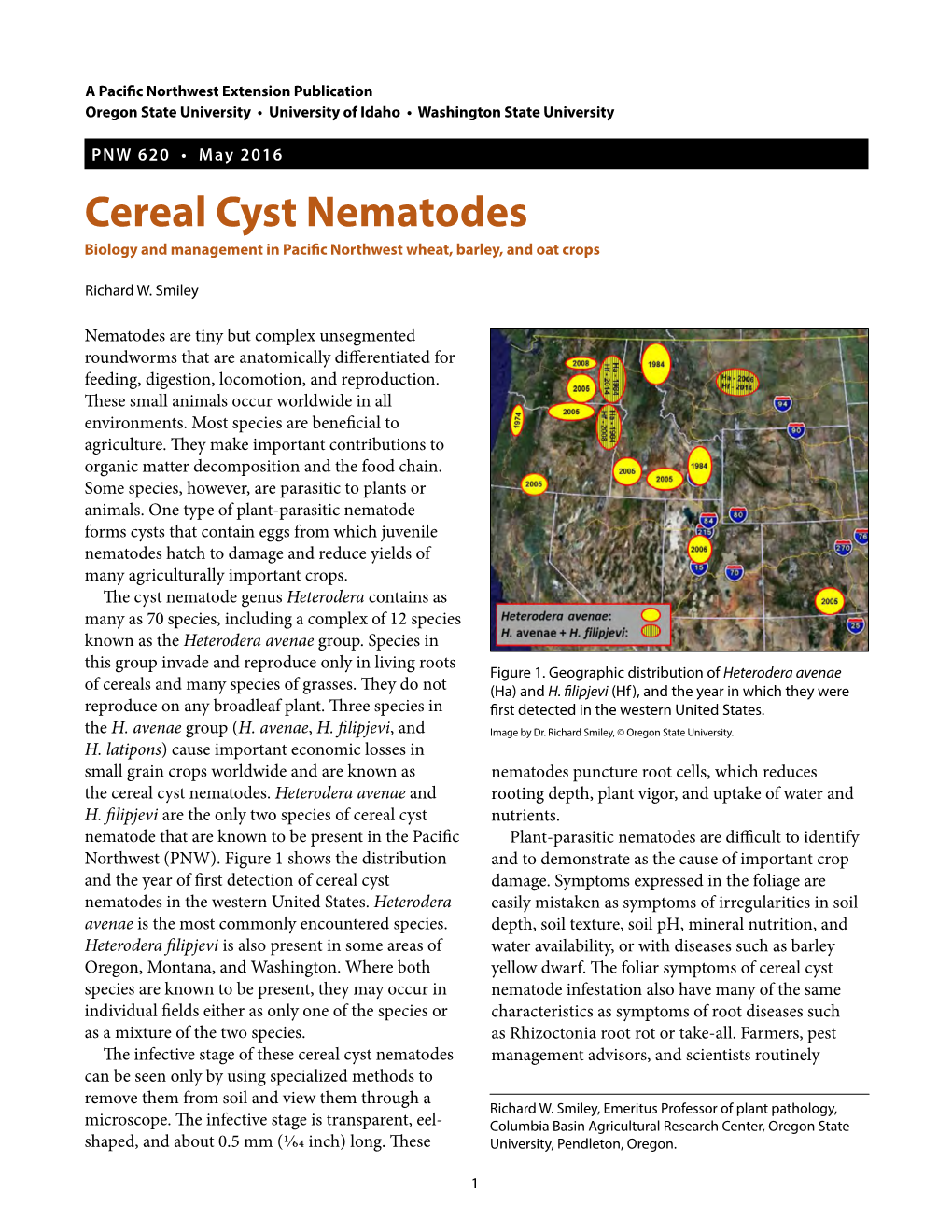 Cereal Cyst Nematodes Biology and Management in Pacific Northwest Wheat, Barley, and Oat Crops
