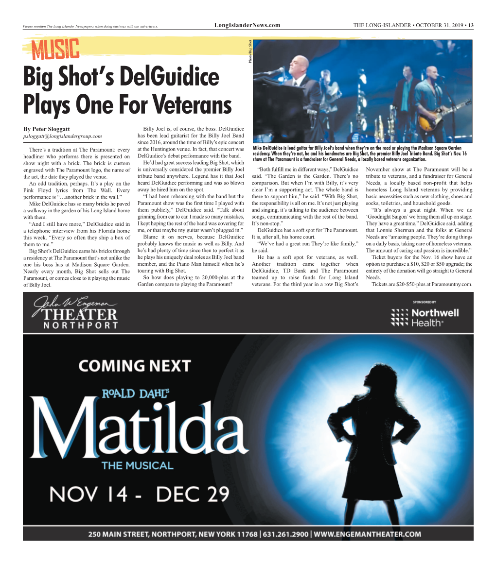 Big Shot's Delguidice Plays One for Veterans
