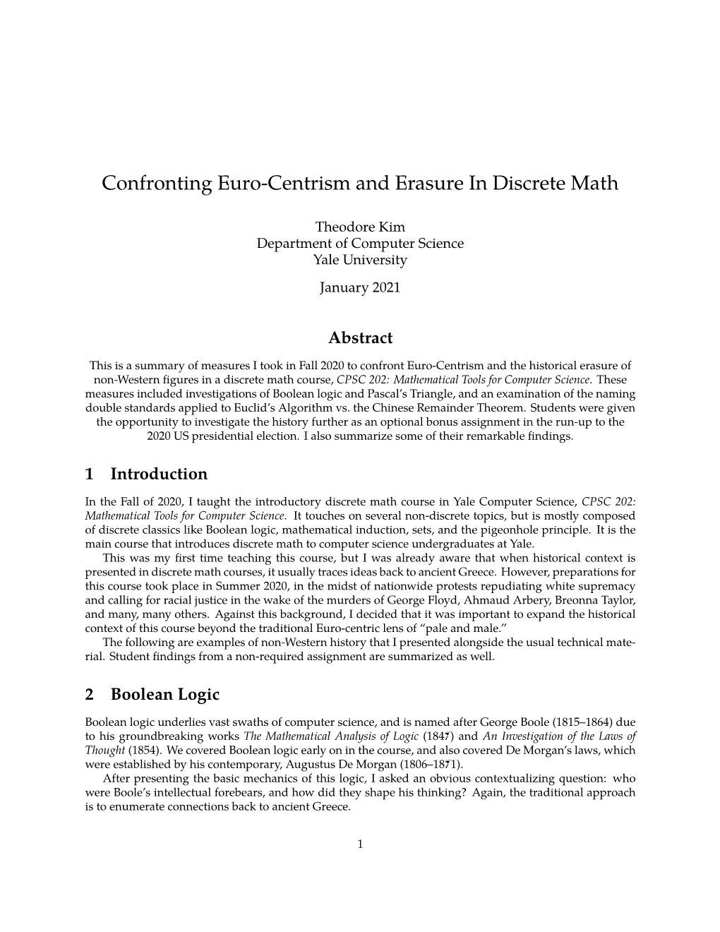 Confronting Euro-Centrism and Erasure in Discrete Math