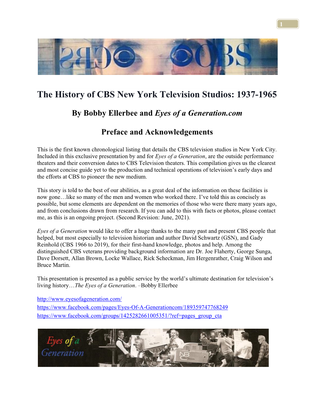 The History of CBS New York Television Studios: 1937-1965