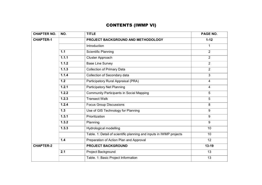 Rewari 49 4.4 Project Implementation Agency 50 Table 1