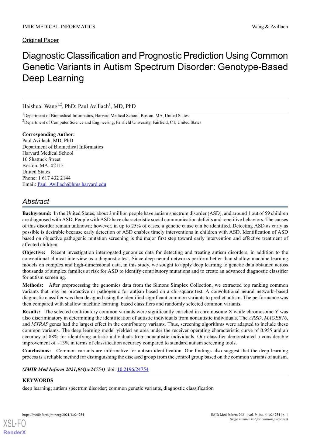 Diagnostic Classification and Prognostic Prediction Using Common Genetic Variants in Autism Spectrum Disorder: Genotype-Based Deep Learning