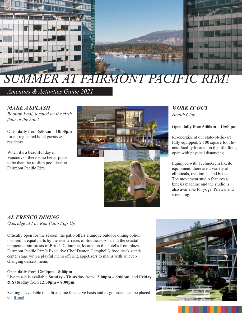 SUMMER at FAIRMONT PACIFIC RIM! Amenties & Activities Guide 2021