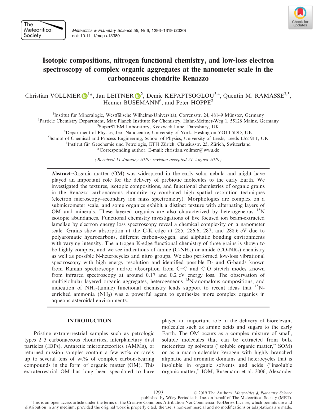 Isotopic Compositions, Nitrogen Functional Chemistry, and Low‐Loss