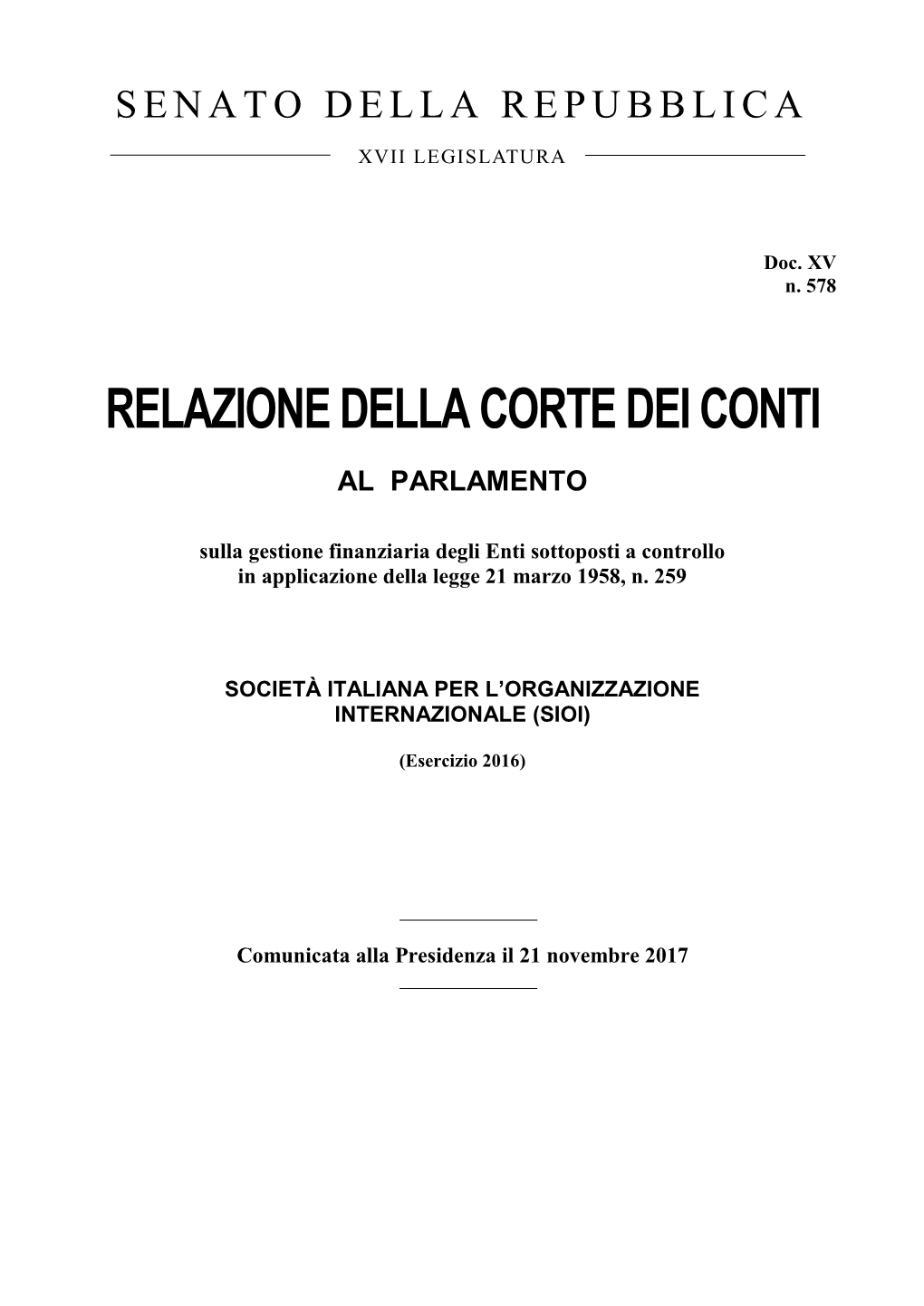 Relazione Della Corte Dei Conti