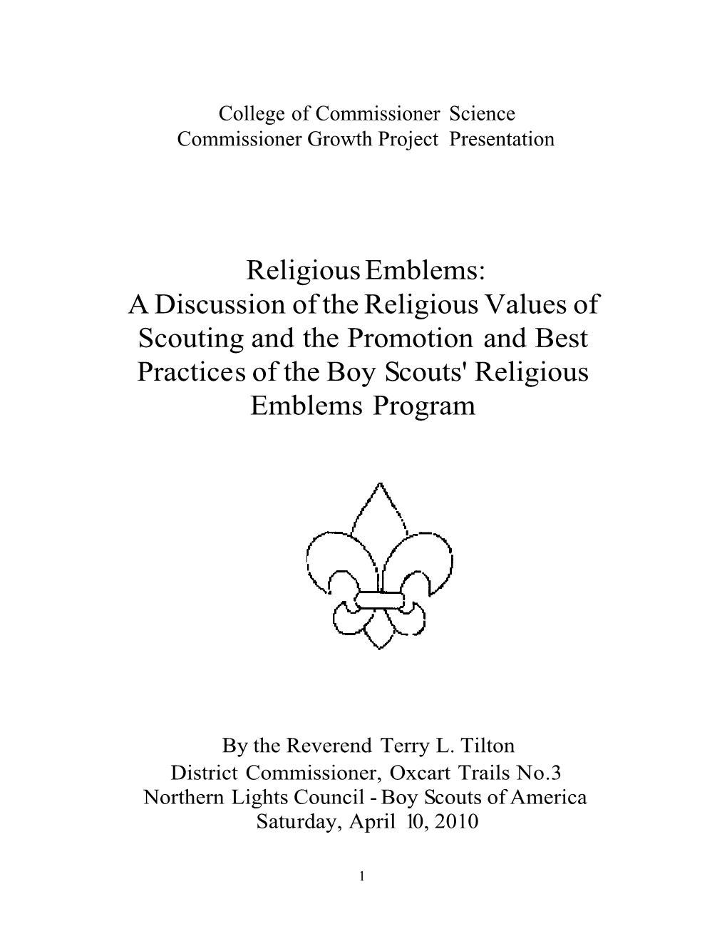 Religious Emblems: a Discussion of the Religious Values of Scouting and the Promotion and Best Practices of the Boy Scouts' Religious Emblems Program