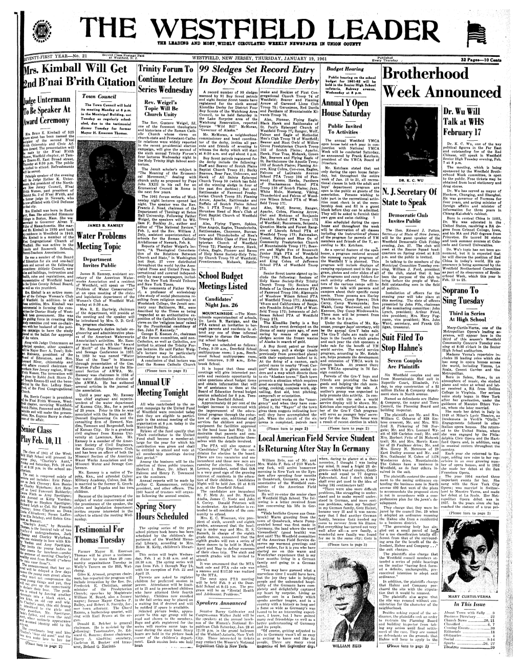 19, 1961 Every Thursday 32 Page*—10 C«Nu