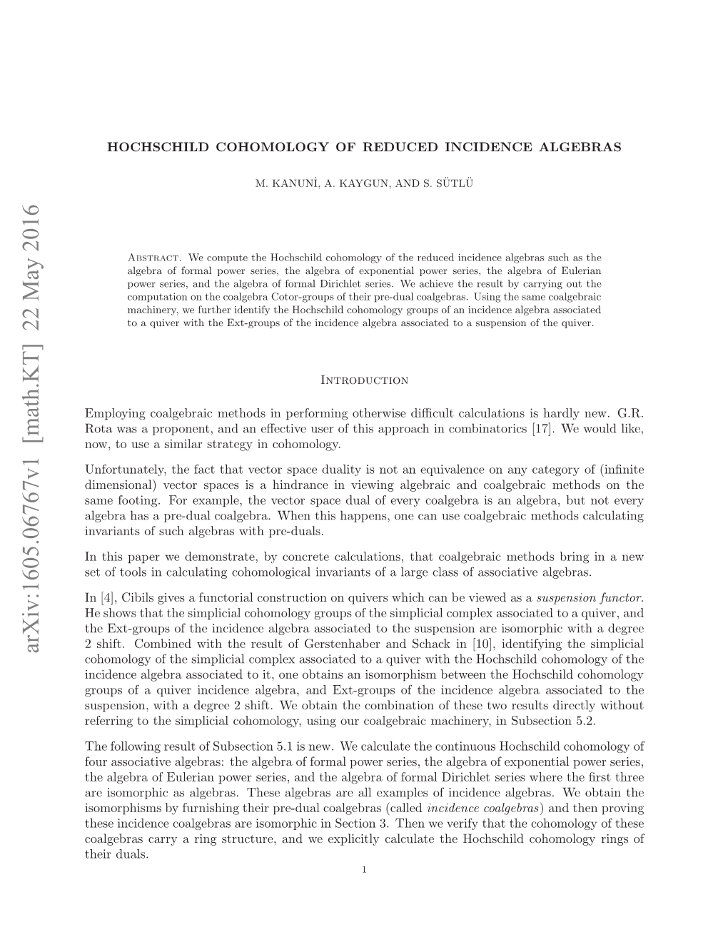 Hochschild Cohomology of Reduced Incidence Algebras 11