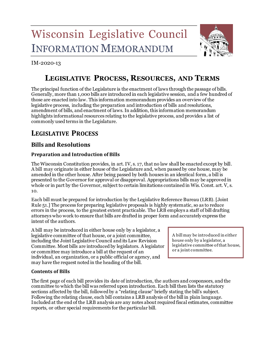 Wisconsin Legislative Council INFORMATION MEMORANDUM