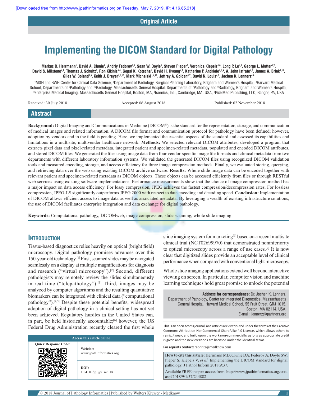 Implementing the DICOM Standard for Digital Pathology