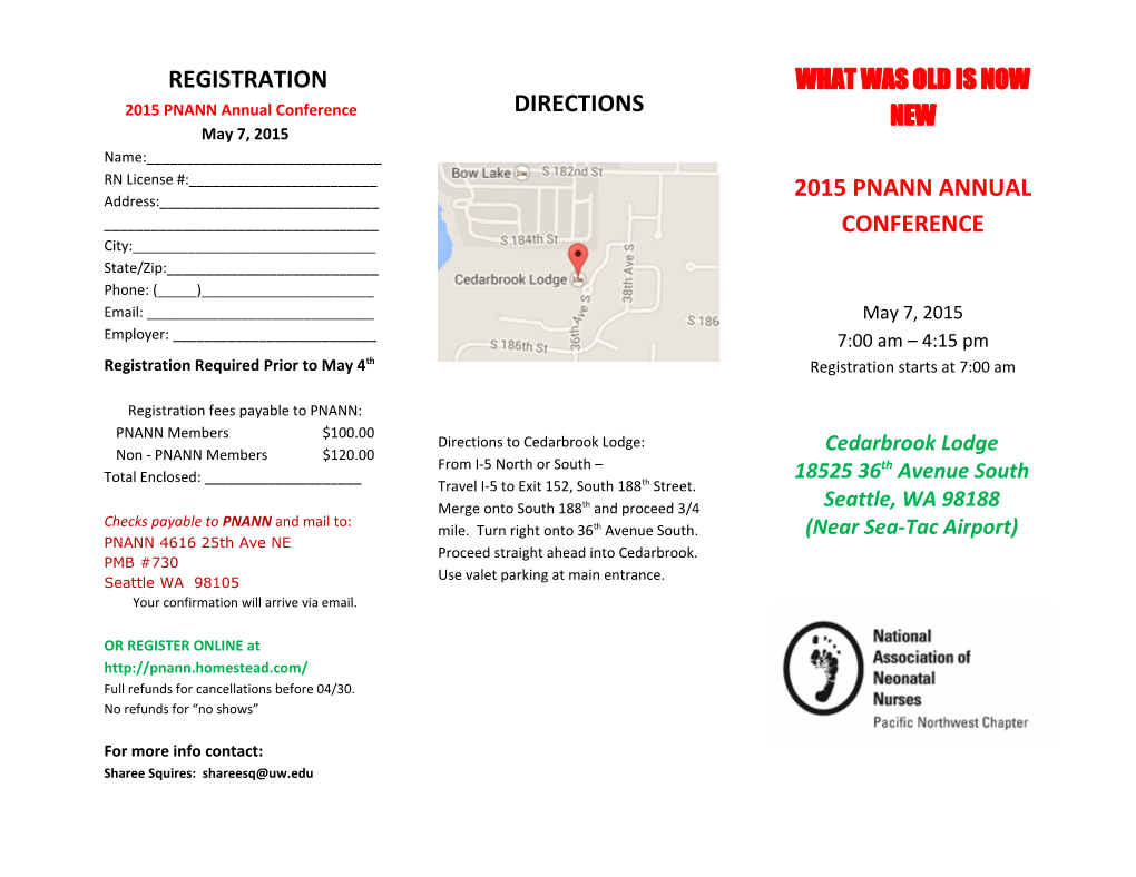 Registration Required Prior to May 4Th