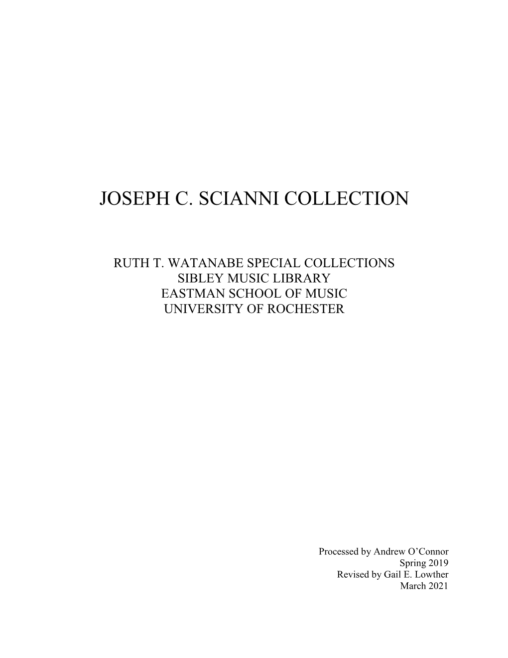 Joseph C Scianni Collection