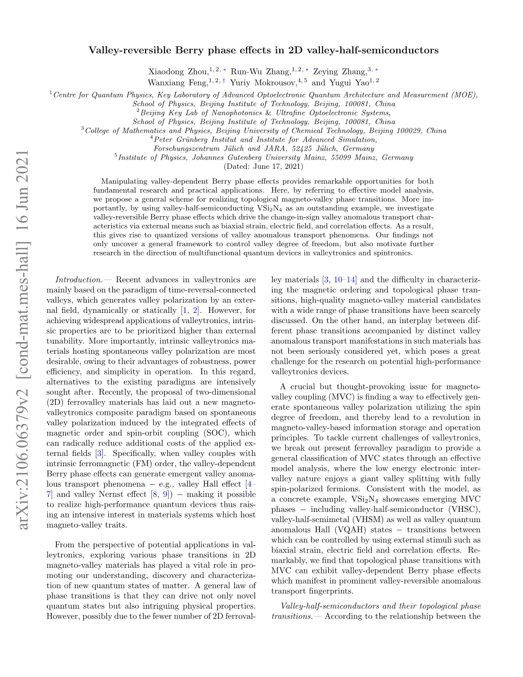 Arxiv:2106.06379V2 [Cond-Mat.Mes-Hall] 16 Jun 2021