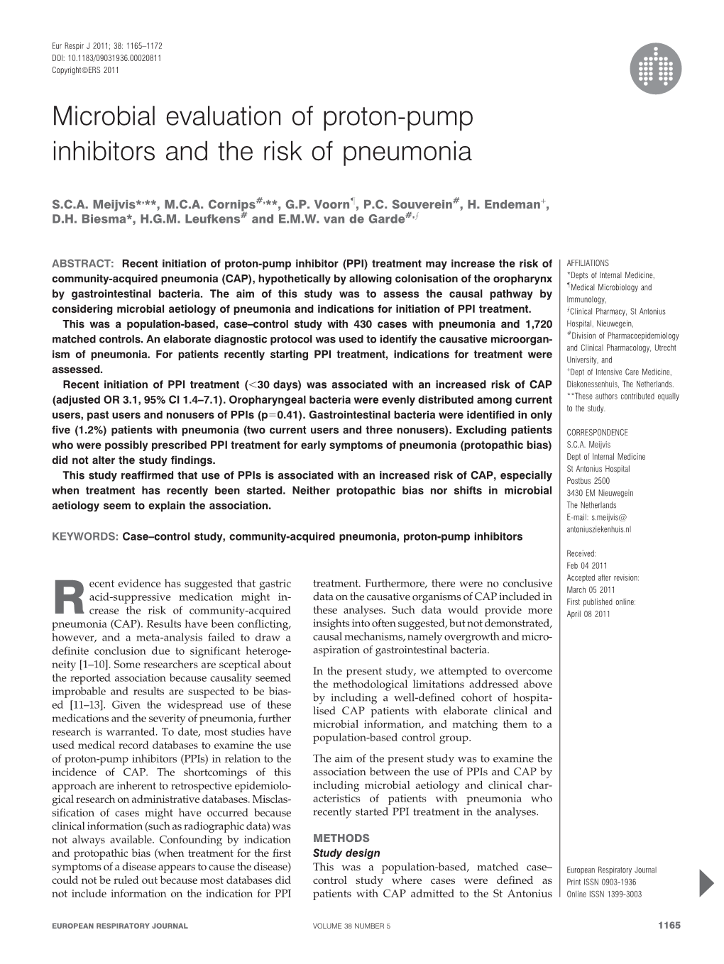 Microbial Evaluation of Proton-Pump Inhibitors and the Risk of Pneumonia