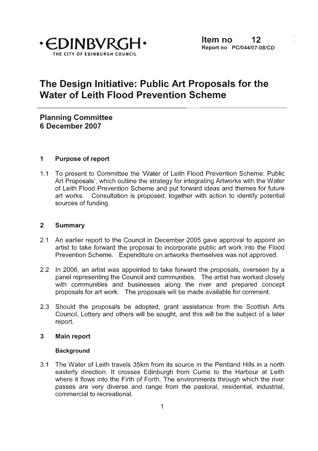 Public Art Proposals for the Water of Leith Flood Prevention Scheme