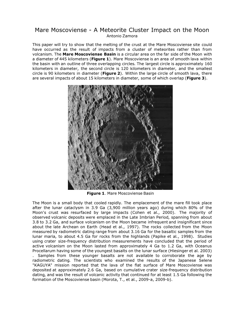 Mare Moscoviense - a Meteorite Cluster Impact on the Moon Antonio Zamora