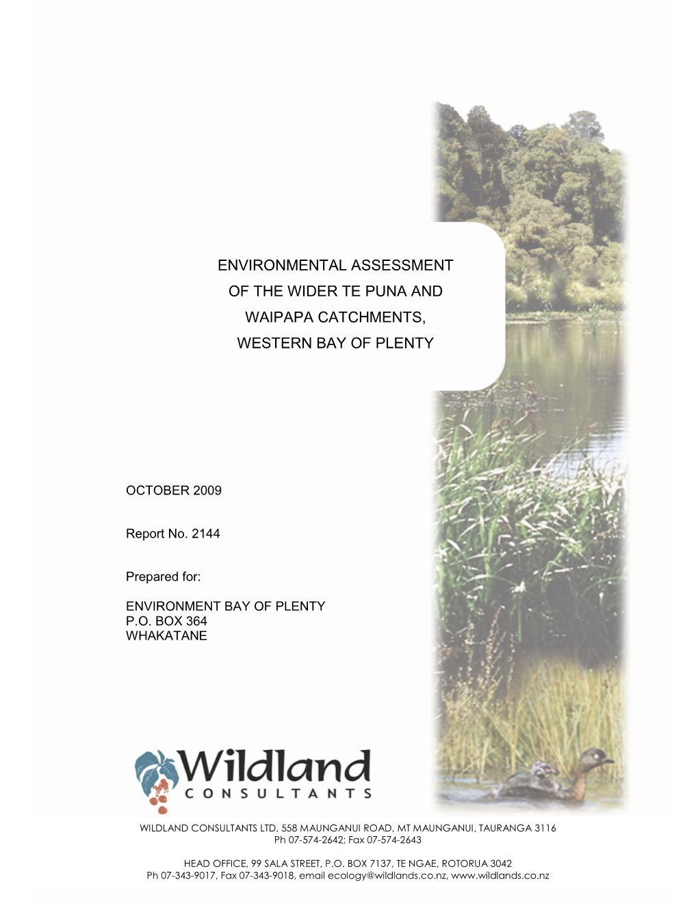 Environmental Assessment of the Wider Te Puna and Waipapa Catchments, Western Bay of Plenty