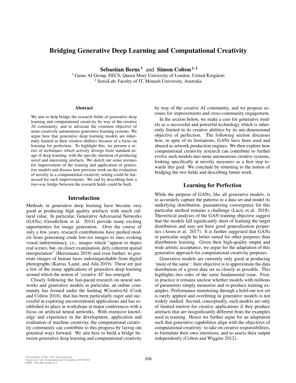 Bridging Generative Deep Learning and Computational Creativity