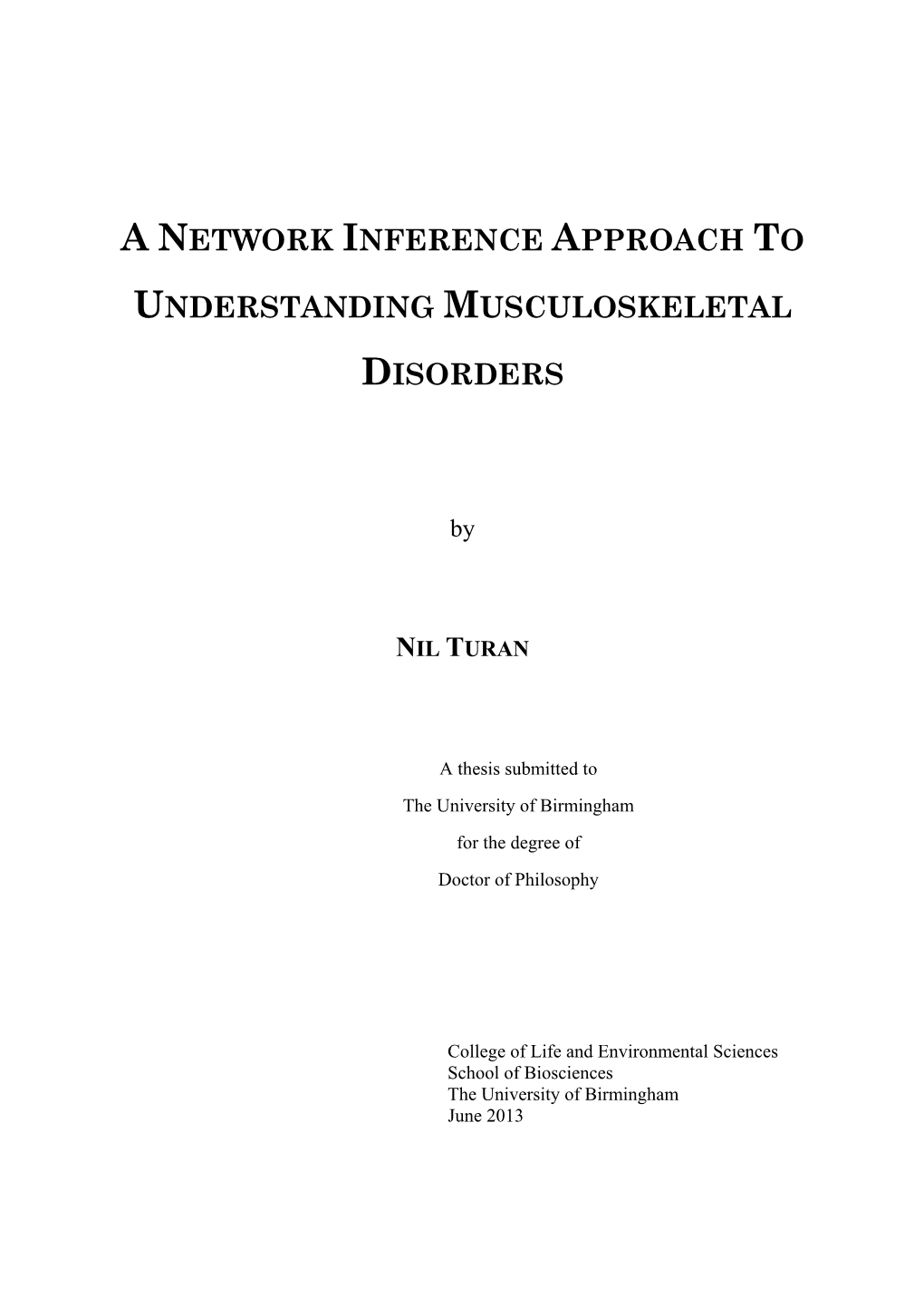 A Network Inference Approach to Understanding Musculoskeletal