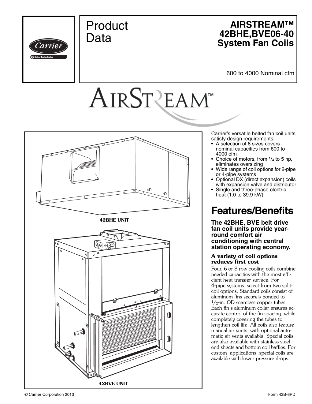AIRSTREAM™ 42BHE,BVE06-40 System Fan Coils