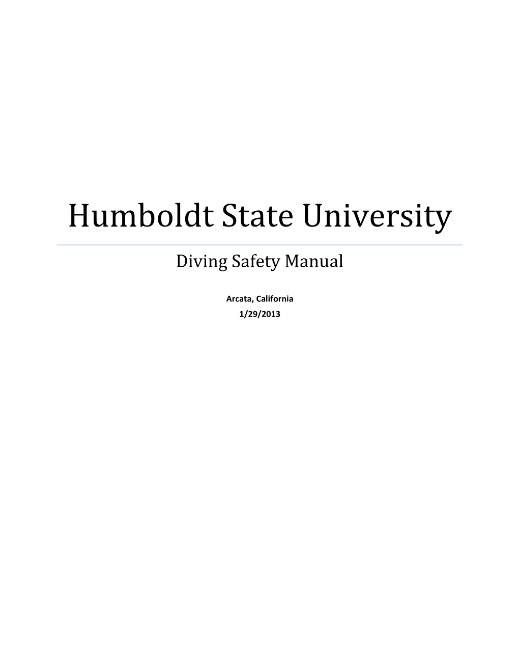 Diving Safety Manual