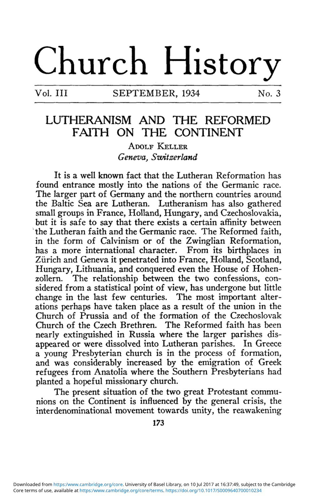 Lutheranism and the Reformed Faith on the Continent