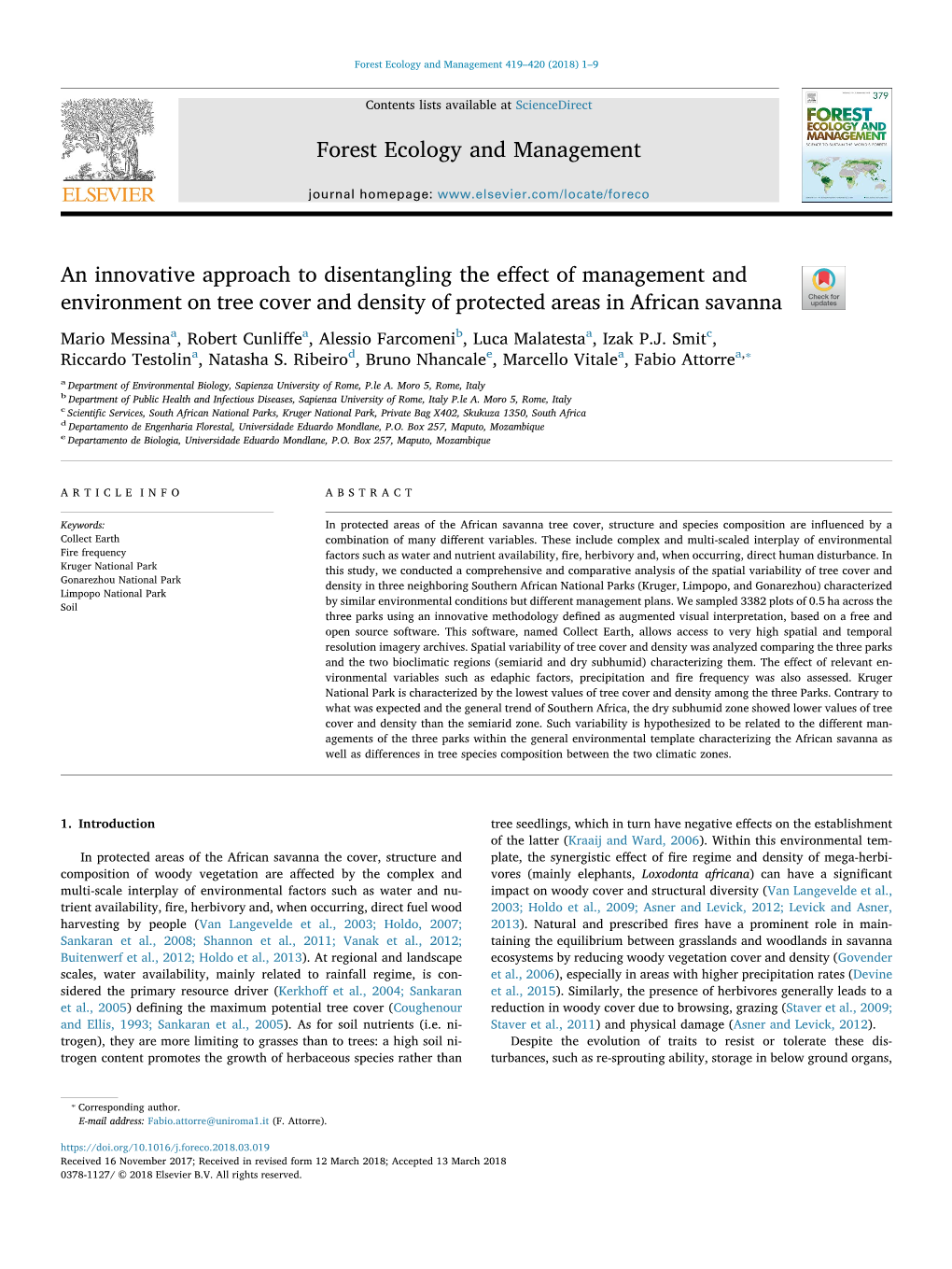 An Innovative Approach to Disentangling the Effect of Management and Environment on Tree Cover and Density of Protected Areas In