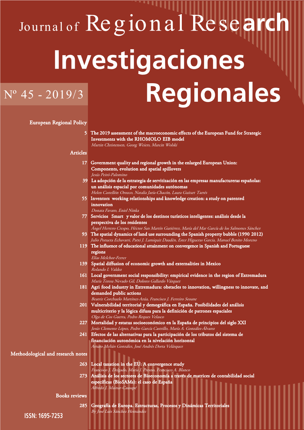 Investigaciones Regionales – Journal of Regional Research Is Included in the Following Databases