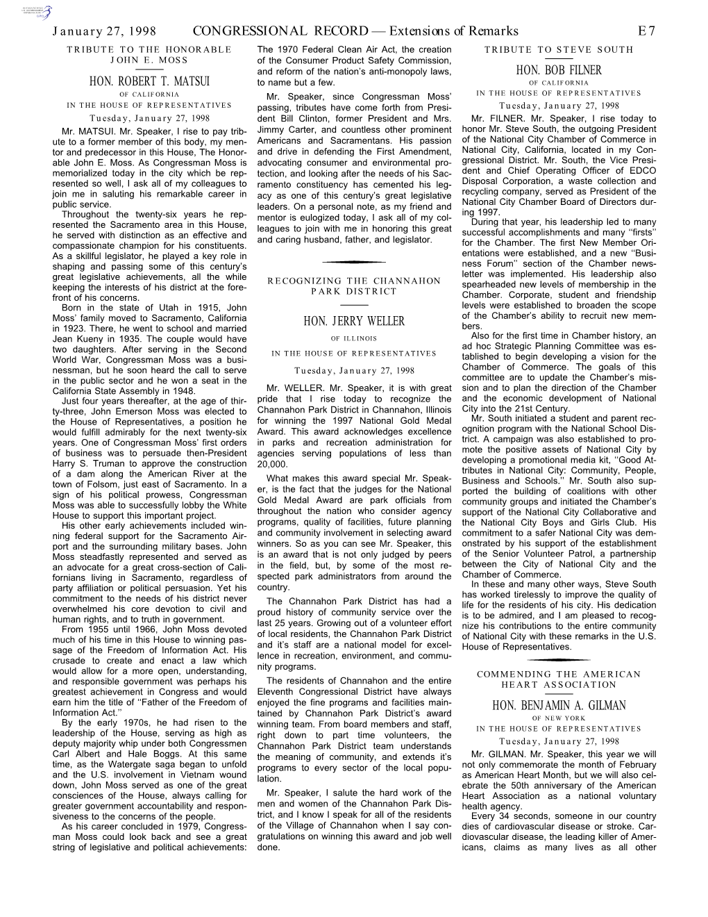 CONGRESSIONAL RECORD— Extensions of Remarks E7 HON