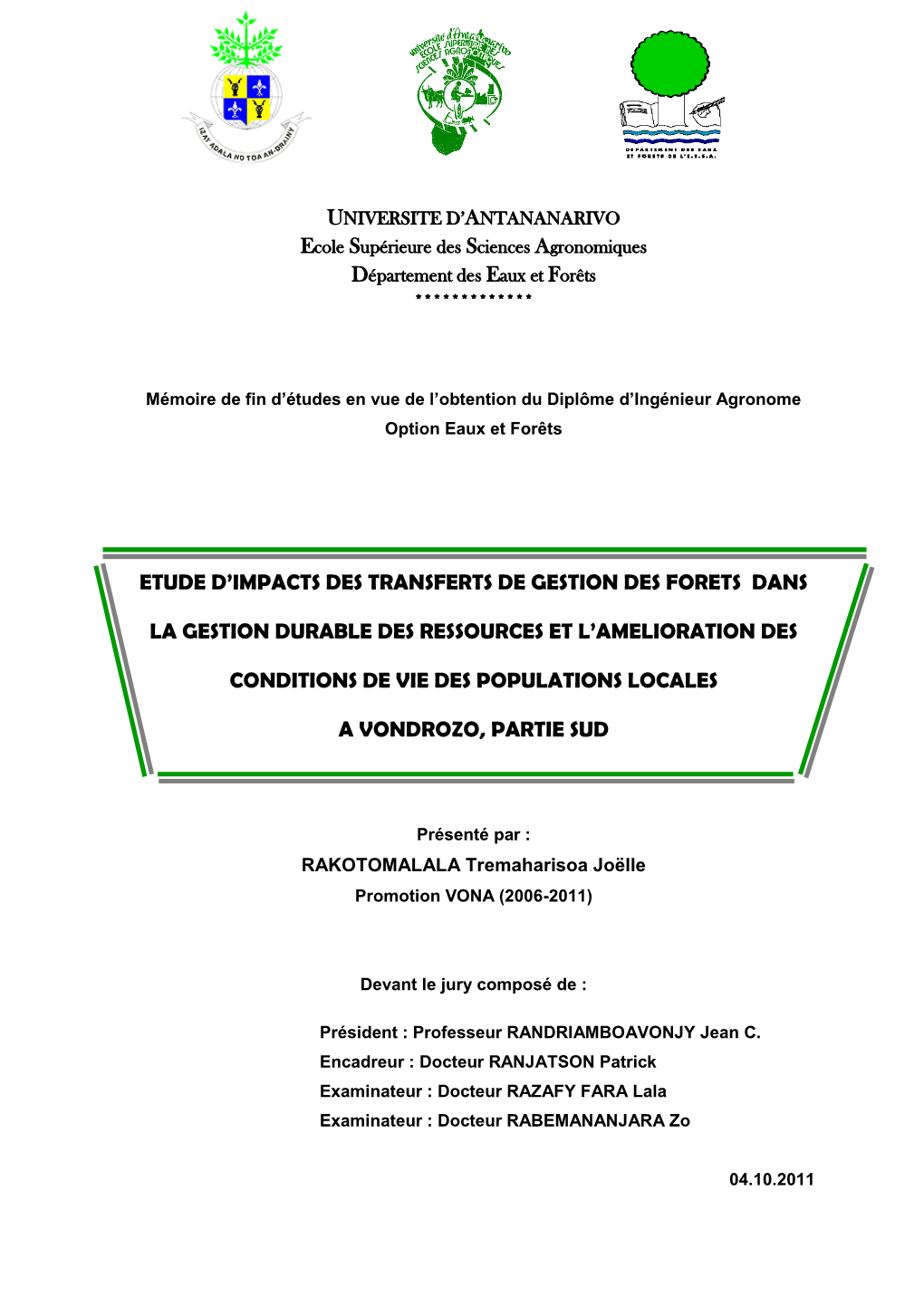 Etude D'impacts Des Transferts De Gestion Des