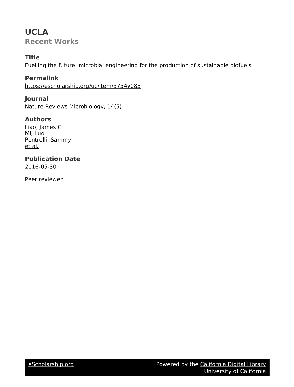 Microbial Engineering for the Production of Sustainable Biofuels