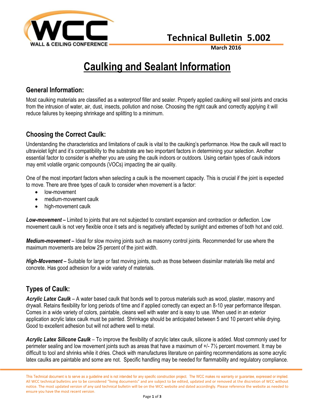 Caulking and Sealant Information