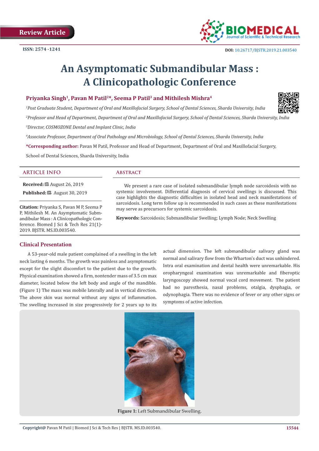 An Asymptomatic Submandibular Mass : a Clinicopathologic Conference