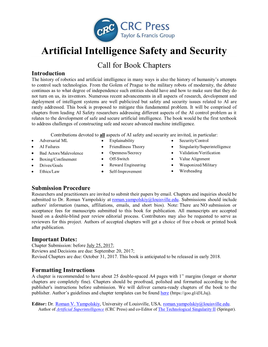 Artificial Intelligence Safety and Security