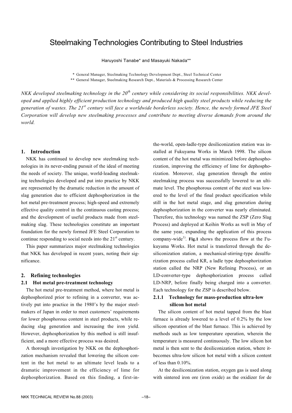 Steelmaking Technologies Contributing to Steel Industries