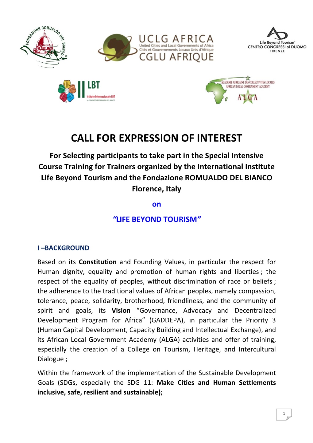 Call for Expression of Interest