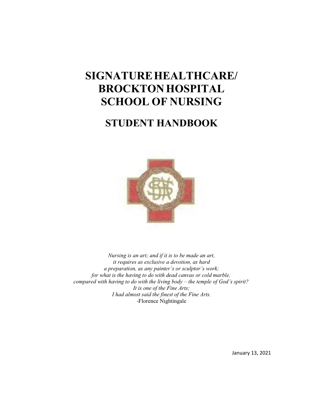 Brockton Hospital School of Nursing Student Handbook