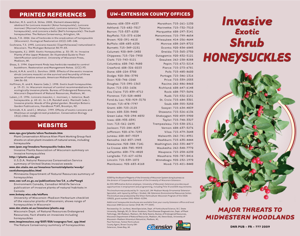Invasive Exotic Shrub Honeysuckles Honeysuckles Shrub Exotic Invasive Year