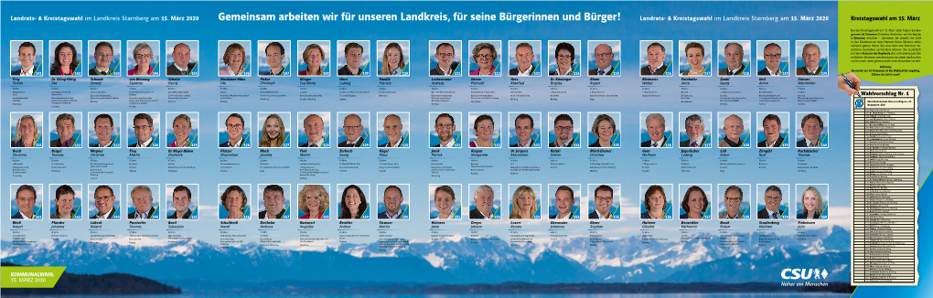 Gemeinsam Arbeiten Wir Für Unseren Landkreis, Für Seine Bürgerinnen Und Bürger! Landrats- & Kreistagswahl Im Landkreis Starnberg Am 15