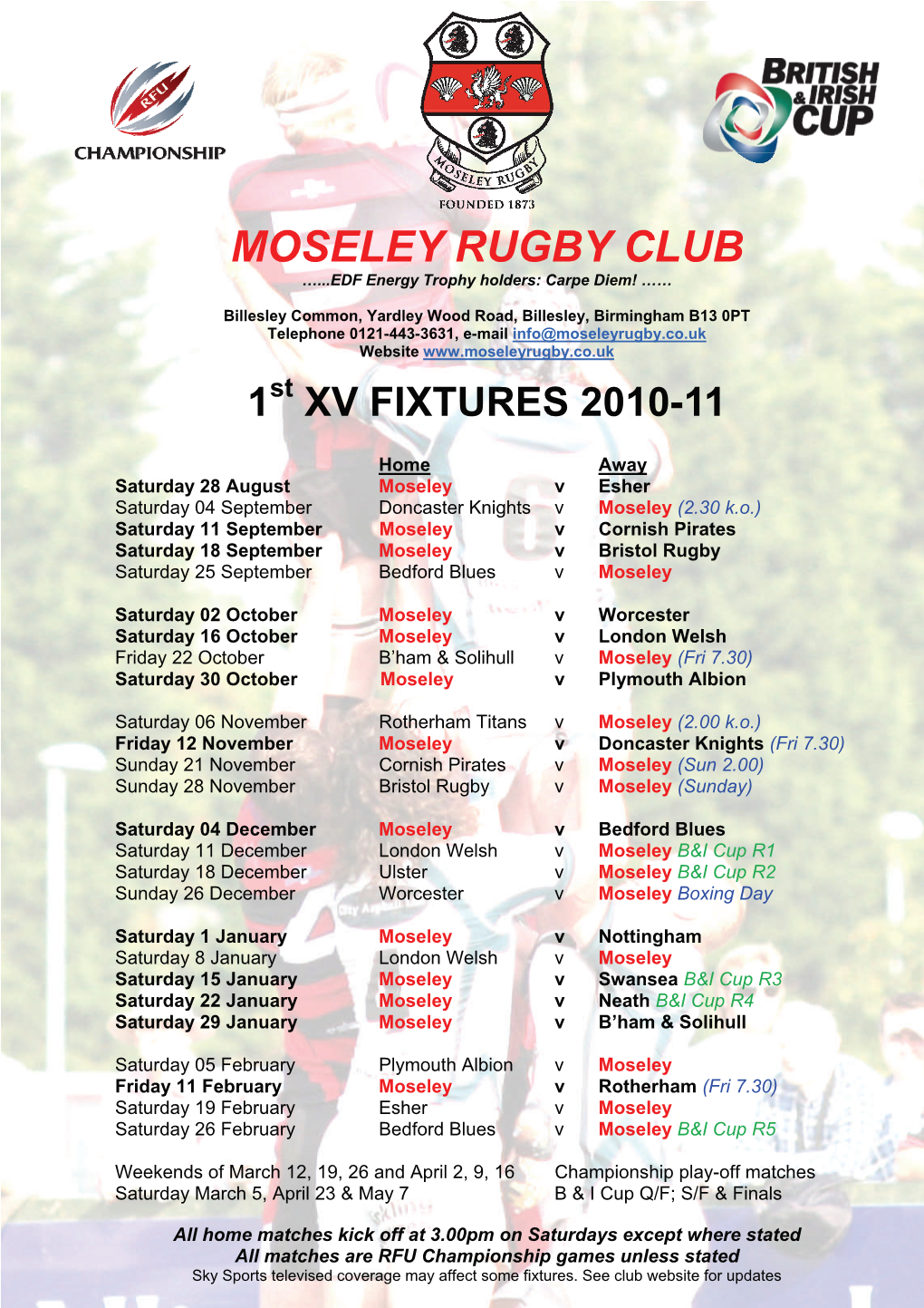 Fixture Poster 2010-11