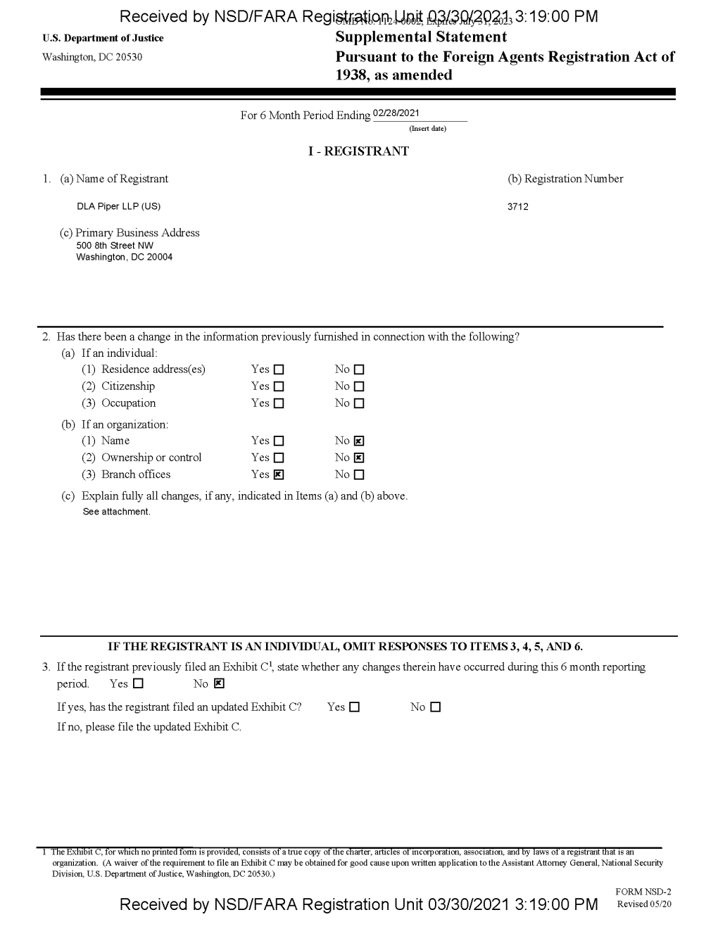 Received by NSD/FARA Regi§T®Tia5!2I4{Jis£^8J3i52q2^3 3:19:00 PM U.S