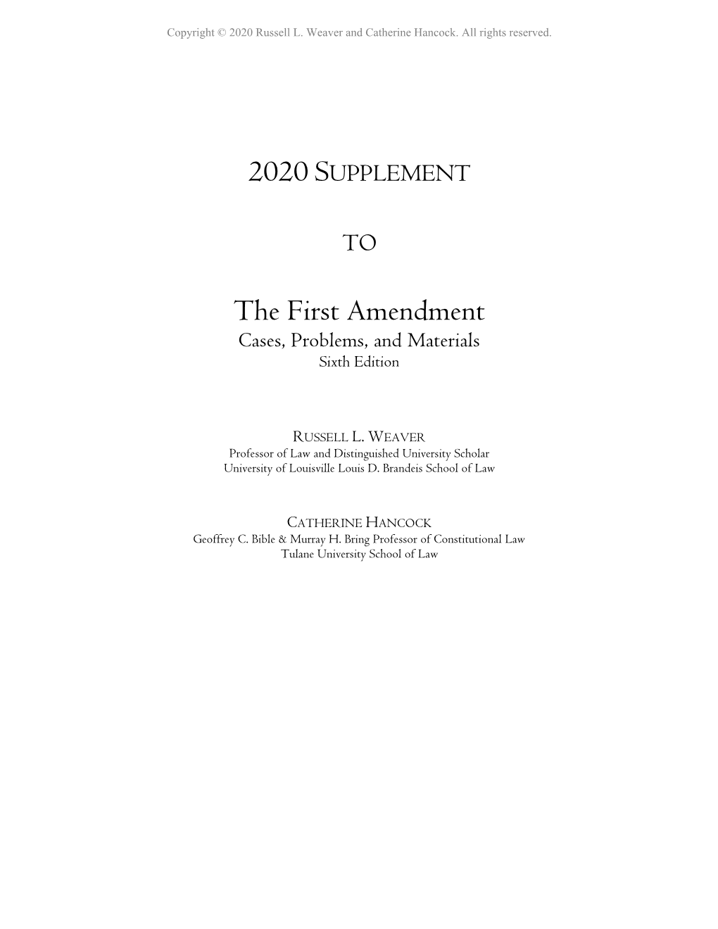 The First Amendment Cases, Problems, and Materials Sixth Edition