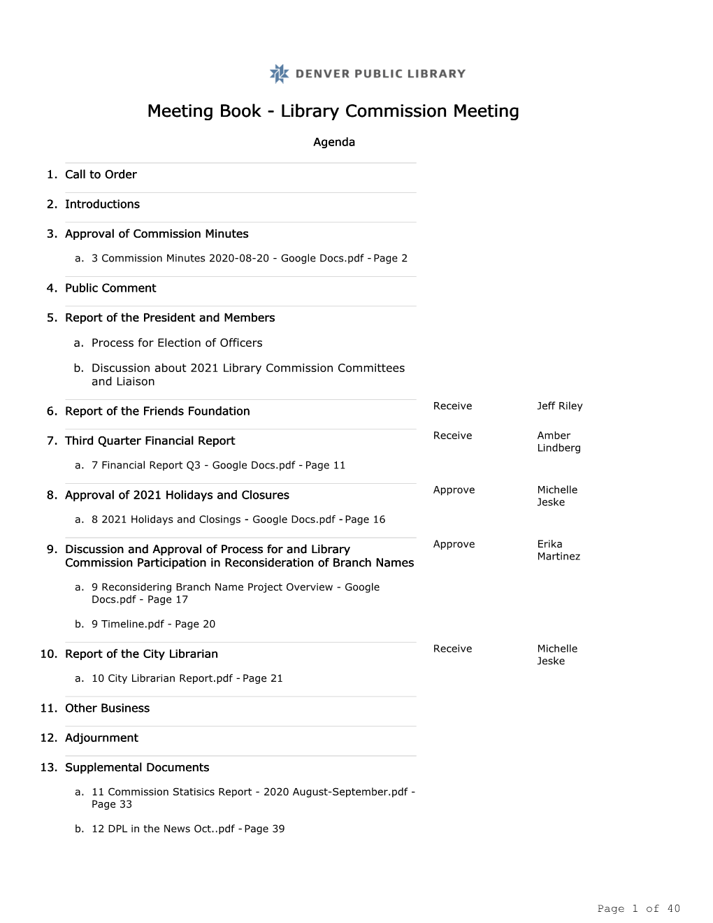 Meeting Book - Library Commission Meeting