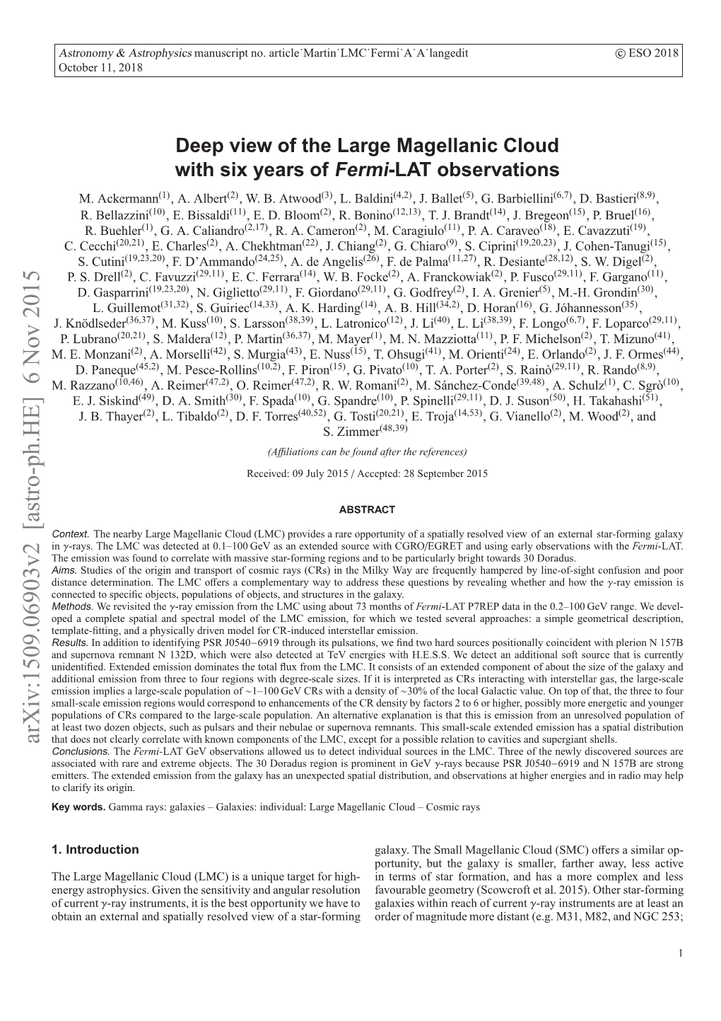 Deep View of the Large Magellanic Cloud with 6 Years of Fermi-LAT Observations