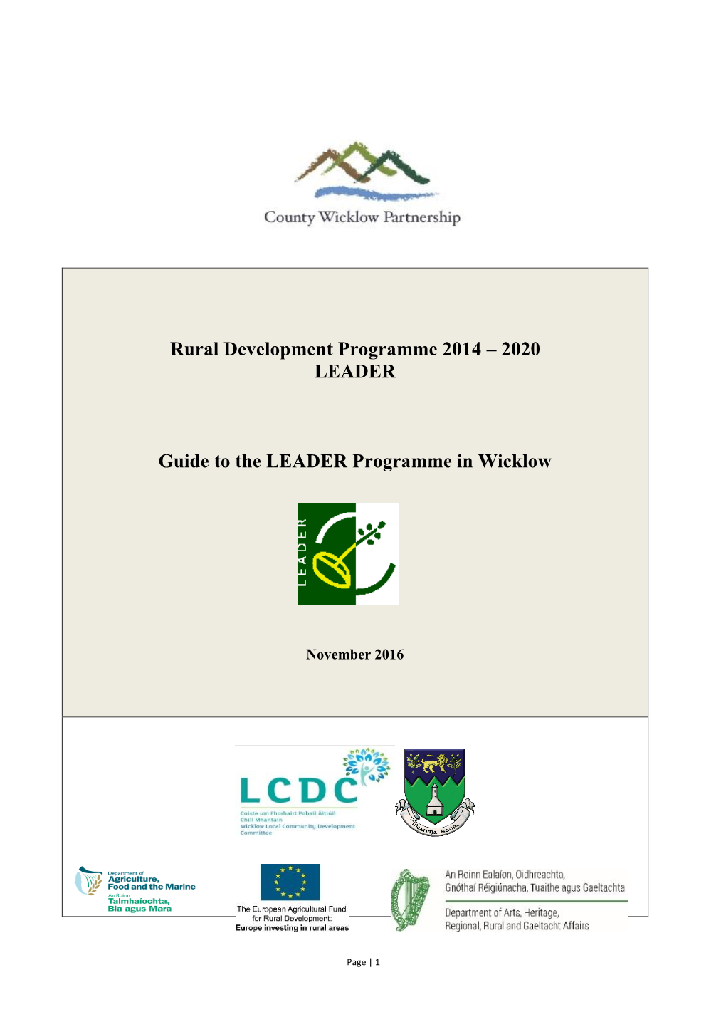 2020 LEADER Guide to the LEADER Programme in Wicklow