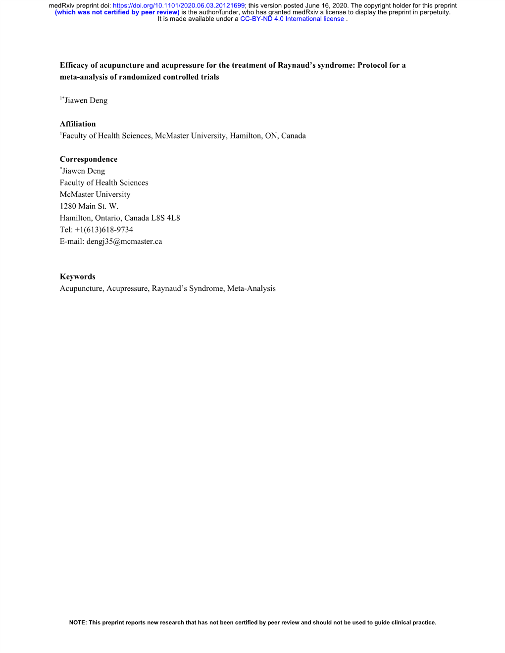 Efficacy of Acupuncture and Acupressure for the Treatment of Raynaud's Syndrome: Protocol for a Meta-Analysis of Randomized Co