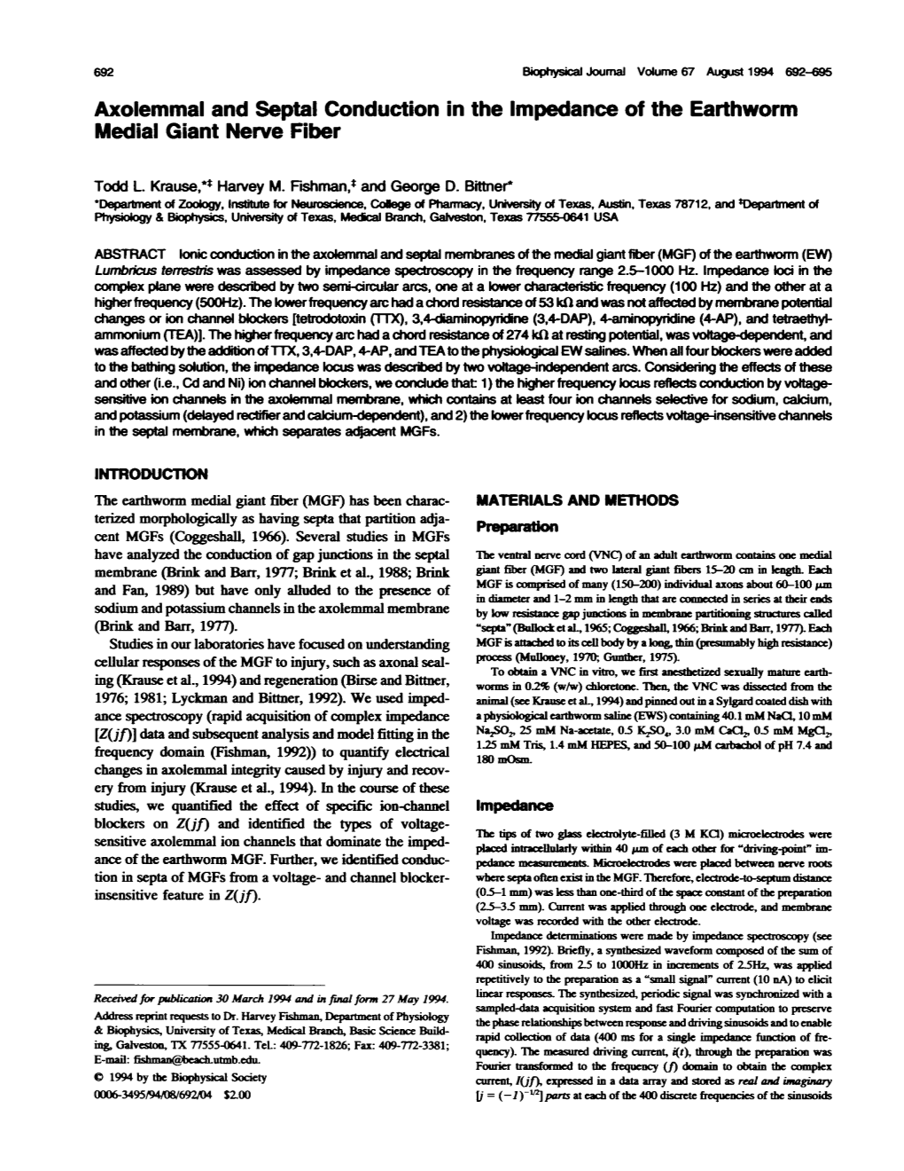 Axolemmal and Septal Conduction in the Impedance of the Earthworm Medial Giant Nerve Fiber