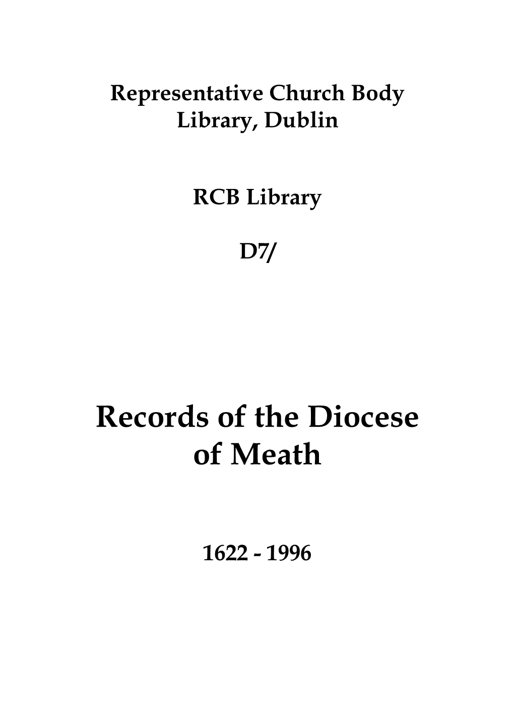 Records of the Diocese of Meath