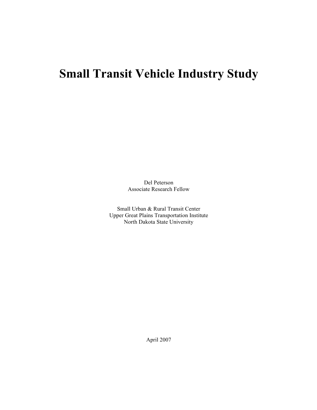 Small Transit Vehicle Industry Study