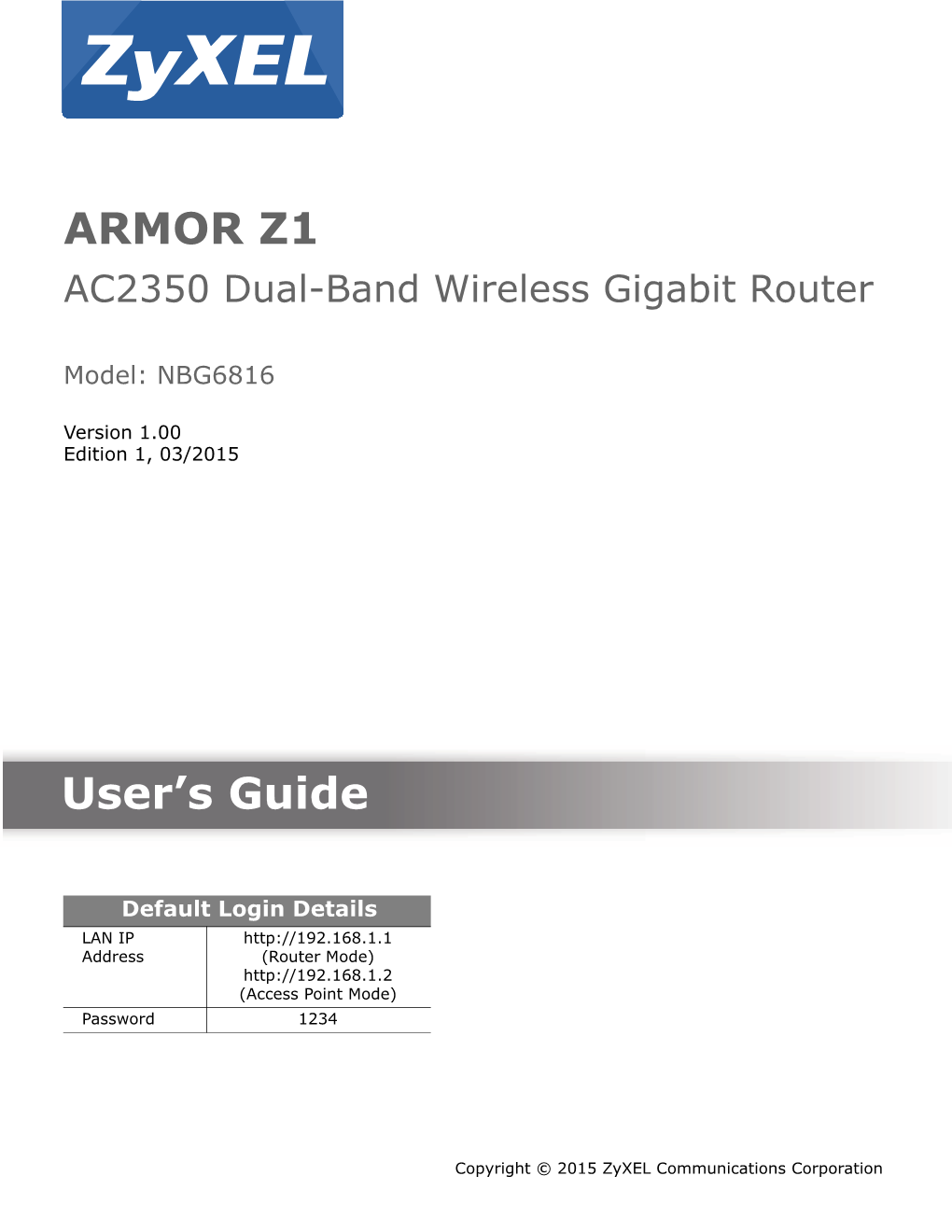 ARMOR Z1 User's Guide